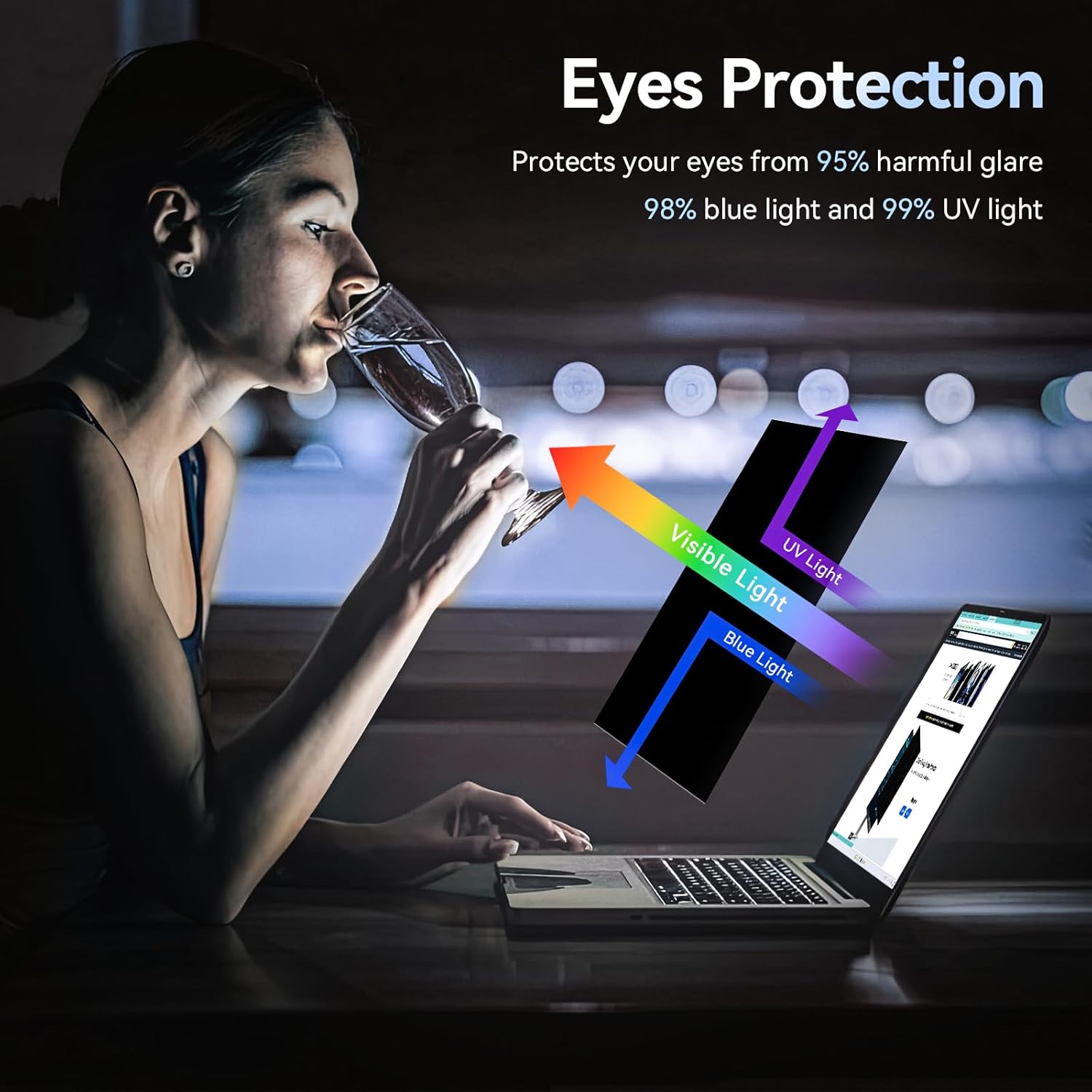 Laptop Magnetic Privacy Screen Filter |Anti-Spy & Blue Light Protection (16:9)