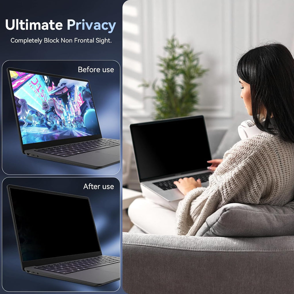 Laptop Magnetic Privacy Screen Filter |Anti-Spy & Blue Light Protection (16:9)