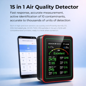 AQI Smart Air Quality Monitor | 15-in-1 Laser Sensor WiFi Pollution Tester with CO2, PM2.5, PM10 & Alarm - Image 4