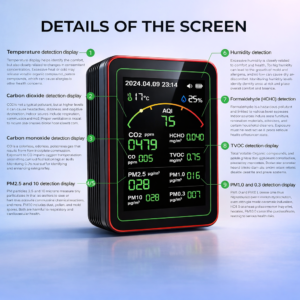 AQI Smart Air Quality Monitor | 15-in-1 Laser Sensor WiFi Pollution Tester with CO2, PM2.5, PM10 & Alarm - Image 5