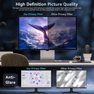21.5 Inch Magnetic Computer Privacy Screen Filter | 2in1 - Anti Blue Light Eye Protection with Anti Spy Desktop Security Private Filter | 2H–3H Surface Hardness - Image 5