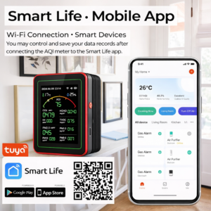 AQI Smart Air Quality Monitor | 15-in-1 Laser Sensor WiFi Pollution Tester with CO2, PM2.5, PM10 & Alarm - Image 9