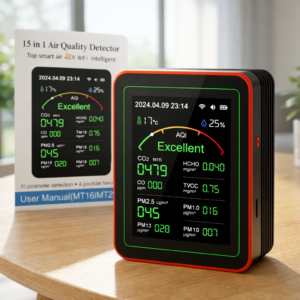 AQI Smart Air Quality Monitor | 15-in-1 Laser Sensor WiFi Pollution Tester with CO2, PM2.5, PM10 & Alarm - Image 10