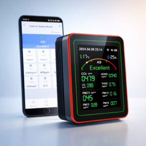 AQI Smart Air Quality Monitor | 15-in-1 Laser Sensor WiFi Pollution Tester with CO2, PM2.5, PM10 & Alarm - Image 1